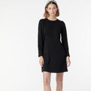 J. Crew black Jacquard Floral Dot Shift Dress